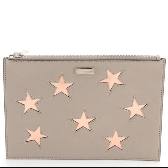 STELLA MCCARTNEY | CAVENDISH Clutch/Pouch in Vegan Taupe Leather Rose Gold Stars - Picture 1 of 7